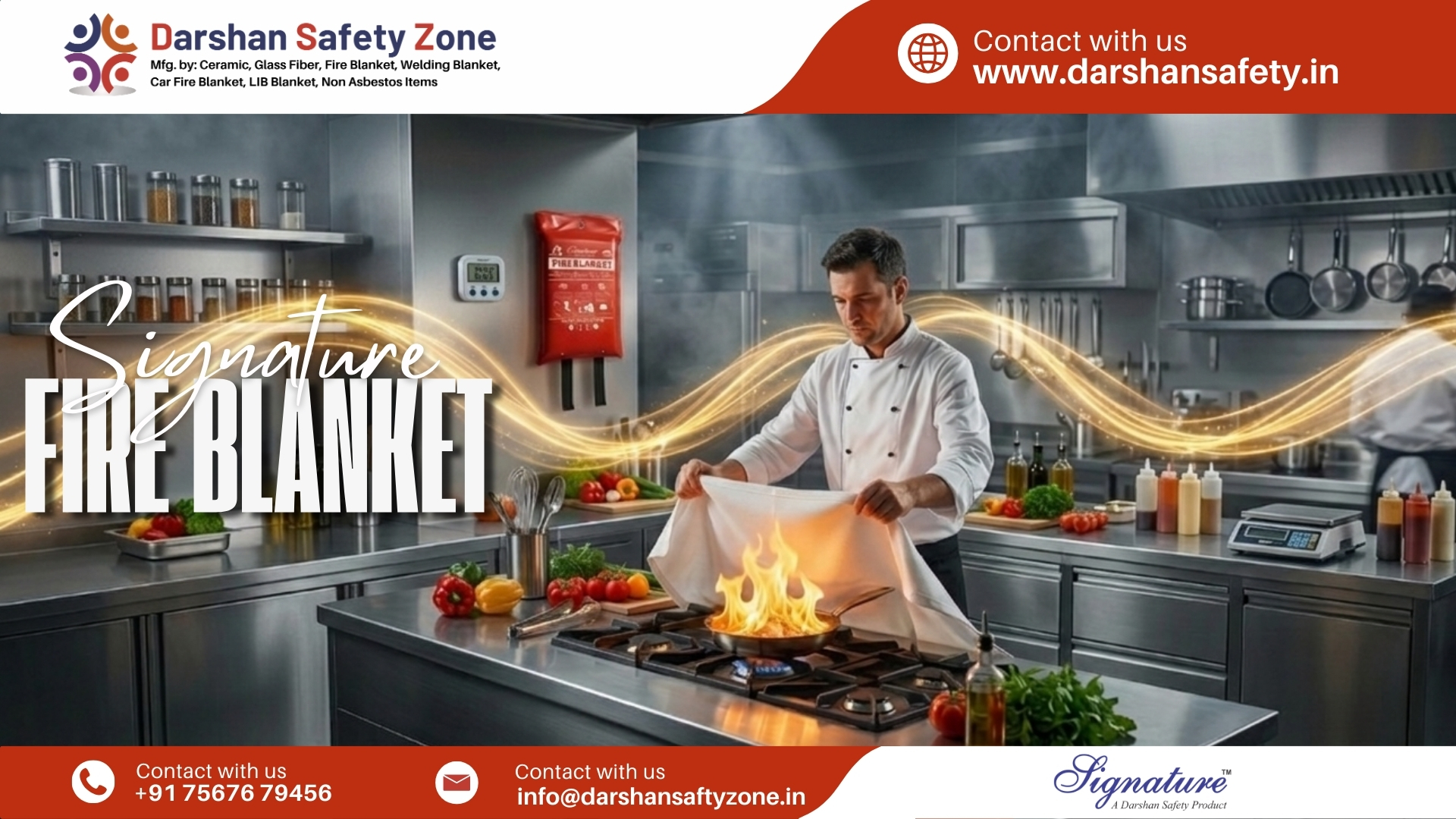 Fire blanket used to extinguish kitchen fire emergency safely