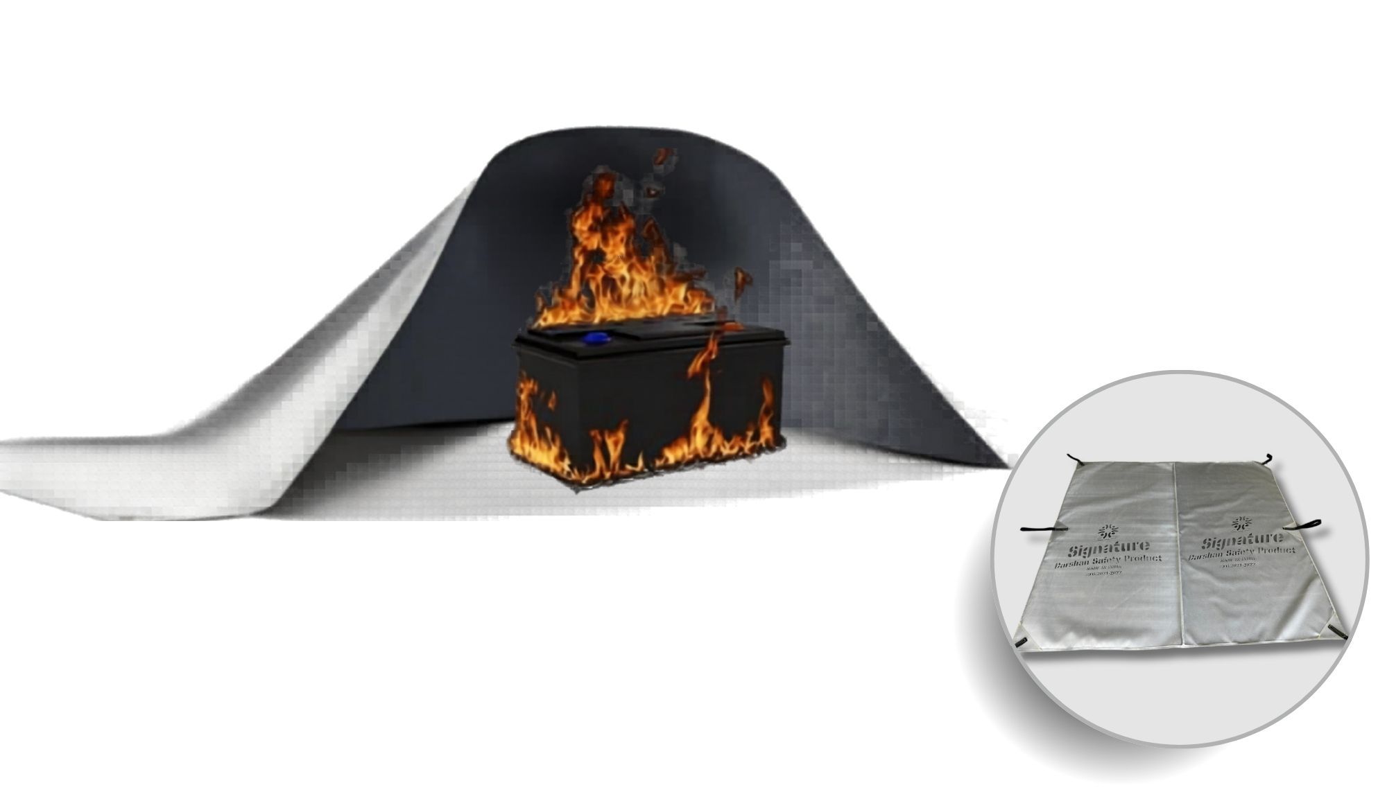 Lithium battery fire safety cover for industrial fire protection