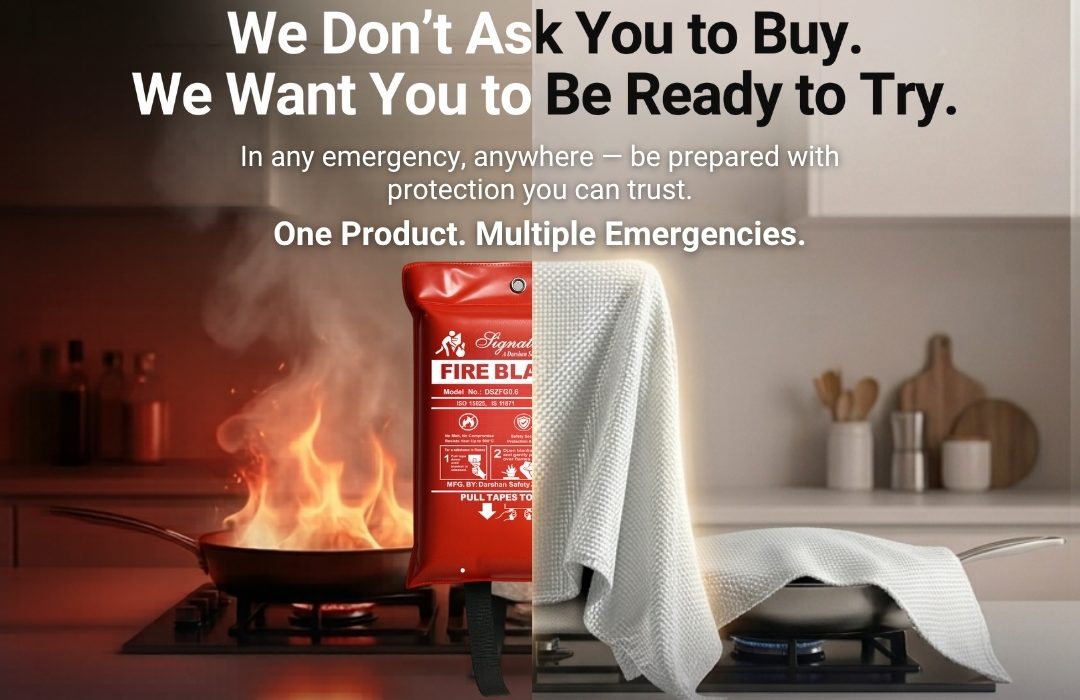 Fire blanket placed near kitchen to control small fire emergency in Edinburgh home