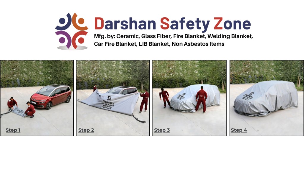 Car fire blanket covering vehicle fire in Leicester parking area